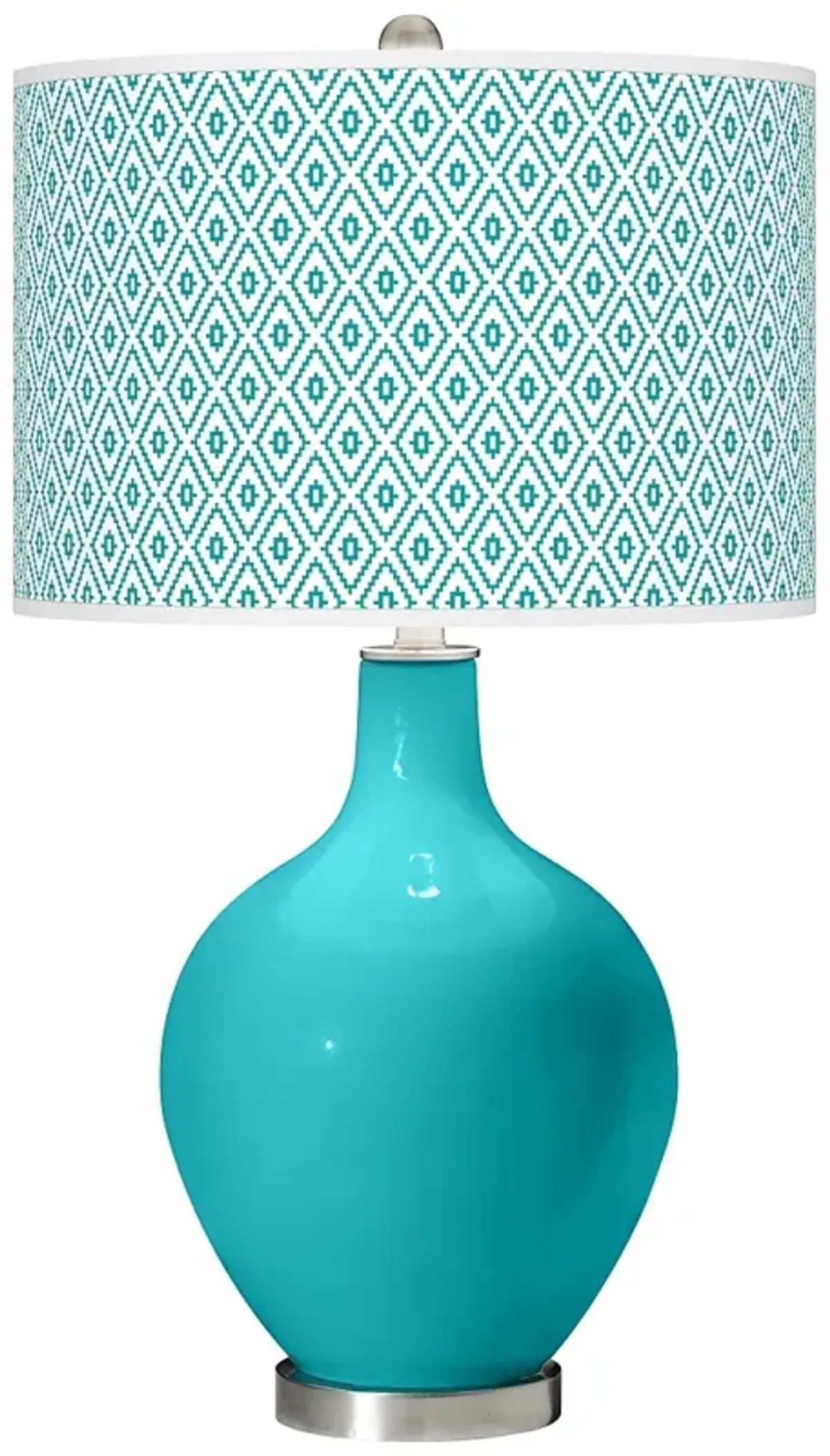 Color Plus Ovo 28 1/2" Diamonds Shade Surfer Blue Table Lamp