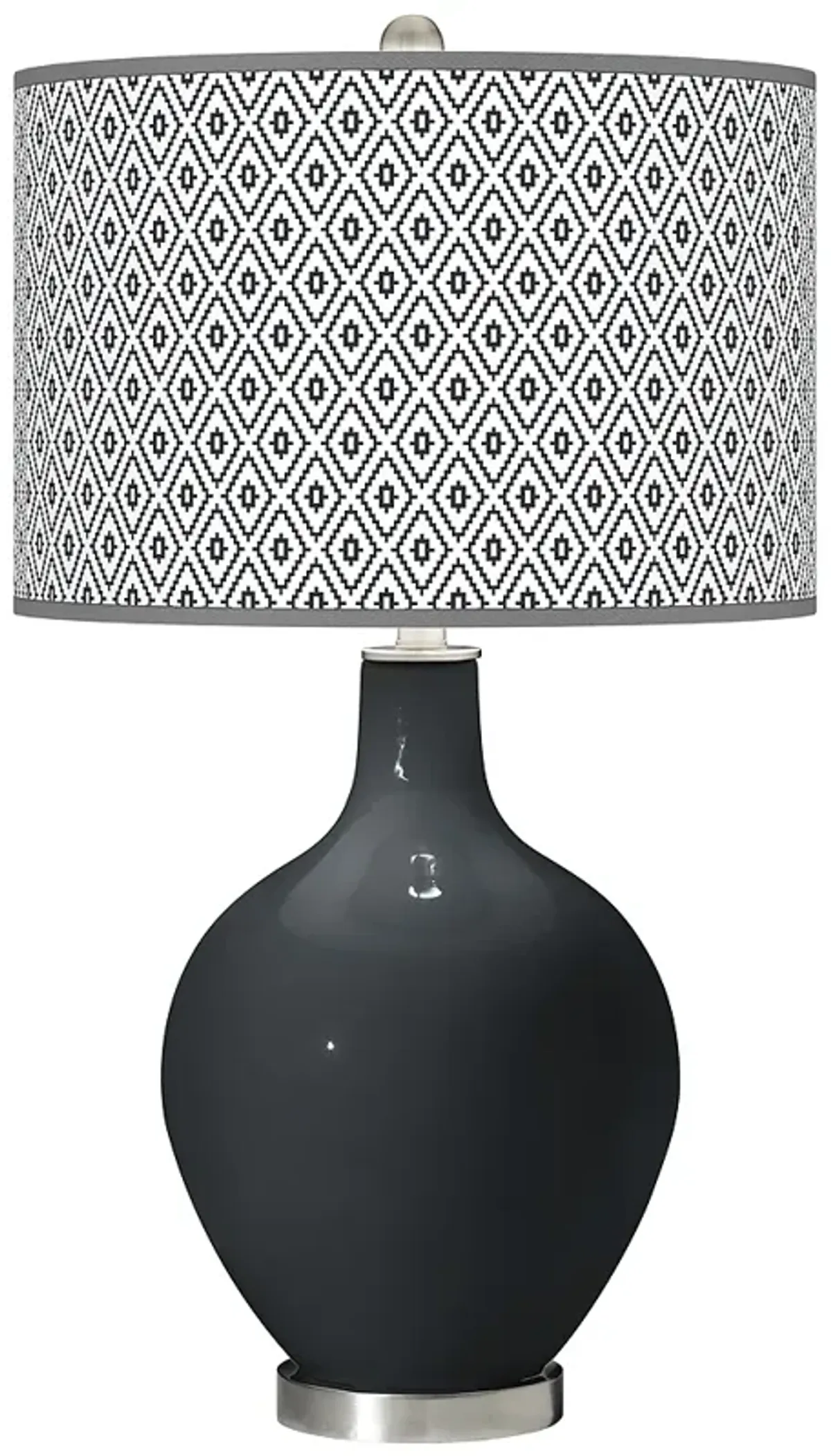 Color Plus Ovo 28 1/2" High Diamonds Shade Night Black Table Lamp