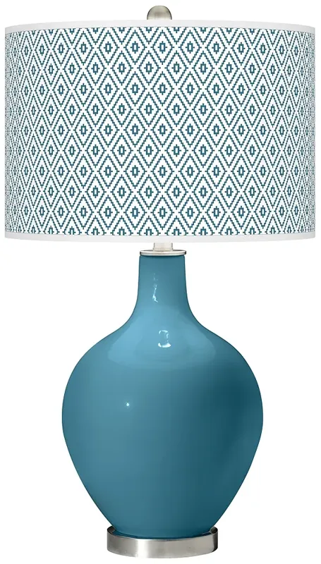 Color Plus Ovo 28 1/2" Diamonds Shade Great Falls Blue Table Lamp