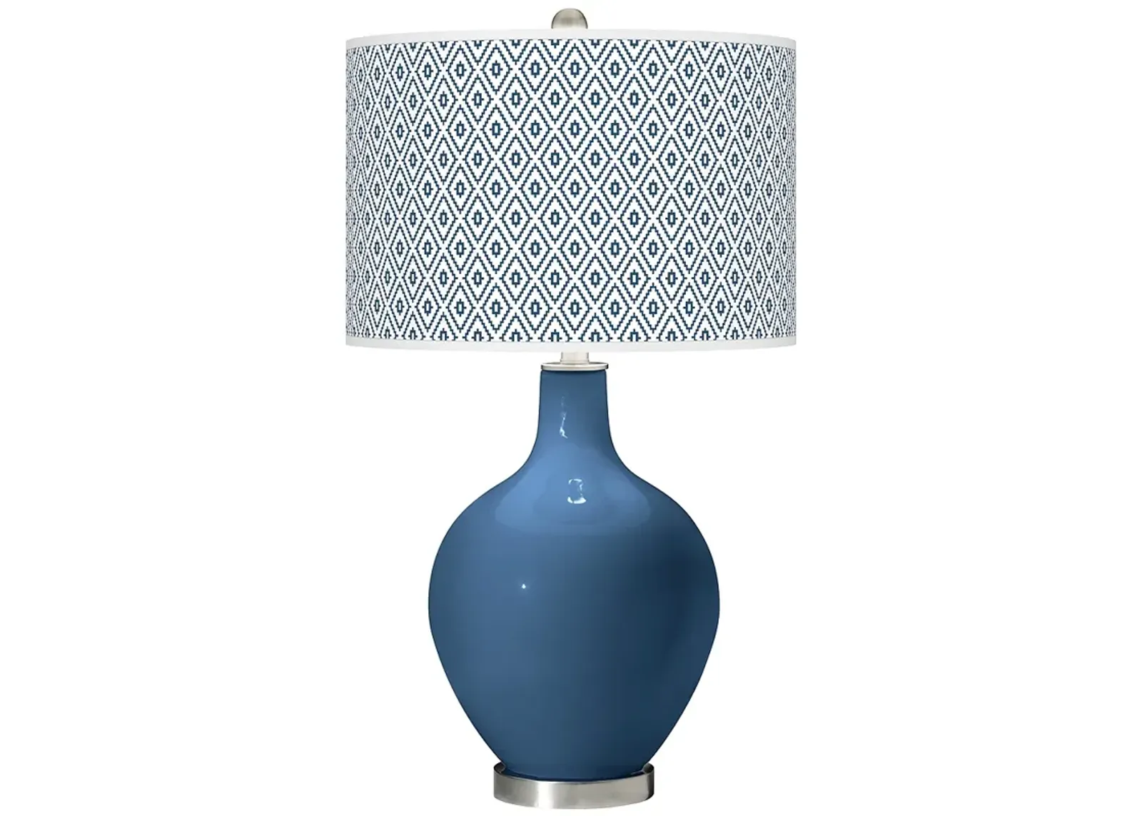 Color Plus Ovo 28 1/2" High Diamonds Shade Regatta Blue Table Lamp