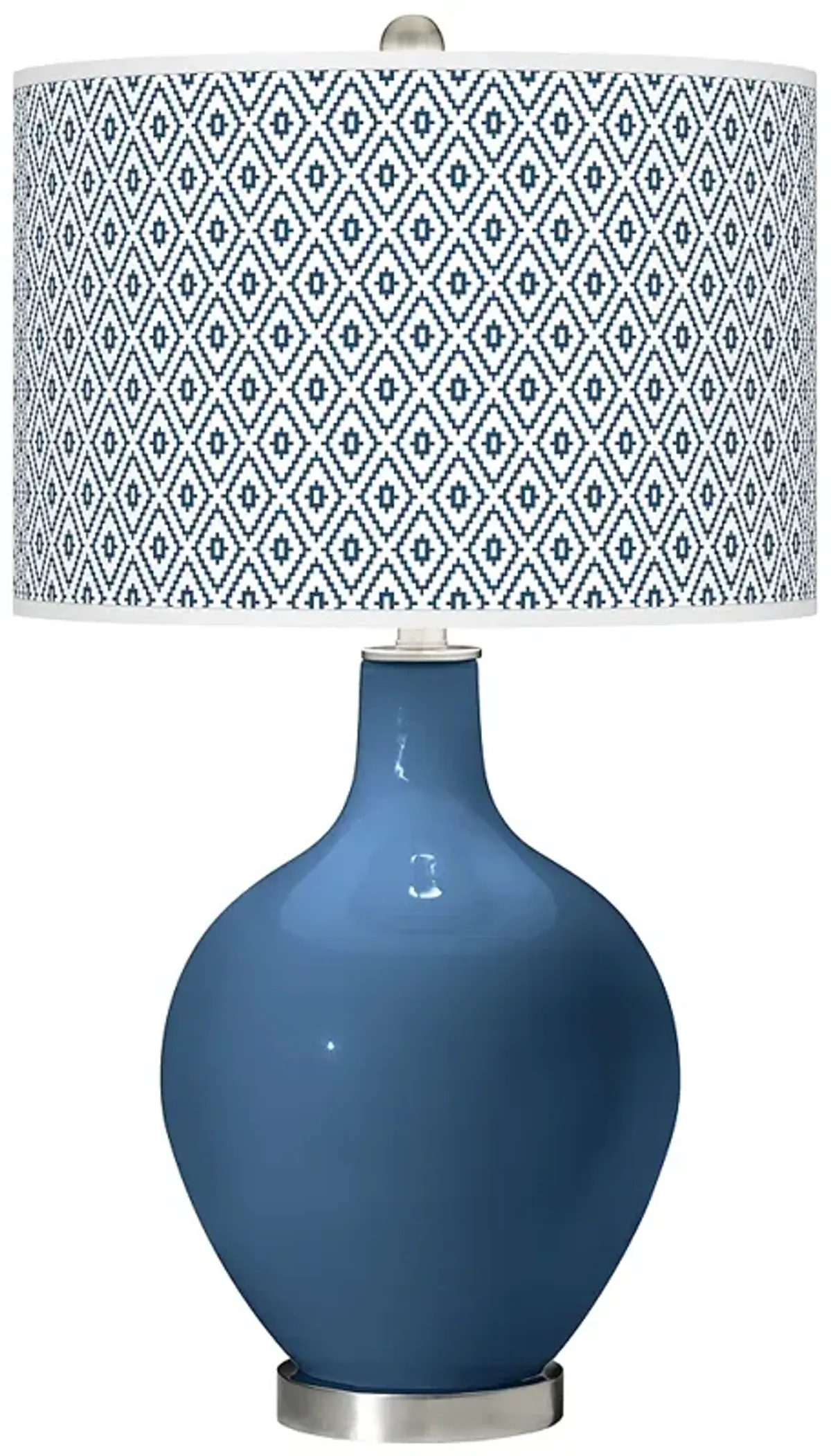 Color Plus Ovo 28 1/2" High Diamonds Shade Regatta Blue Table Lamp