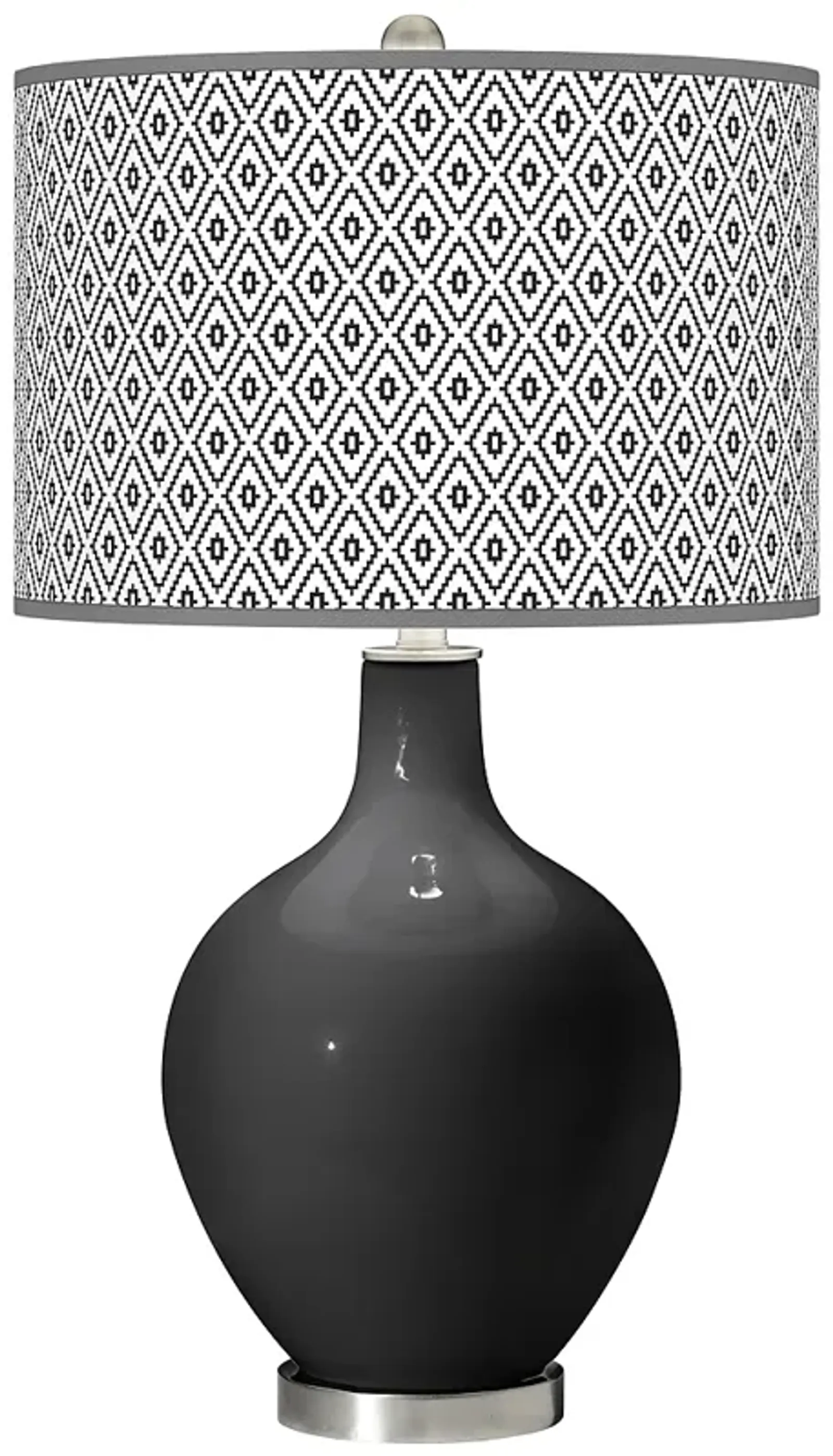 Color Plus Ovo 28 1/2" High Diamonds Shade Tricorn Black Table Lamp