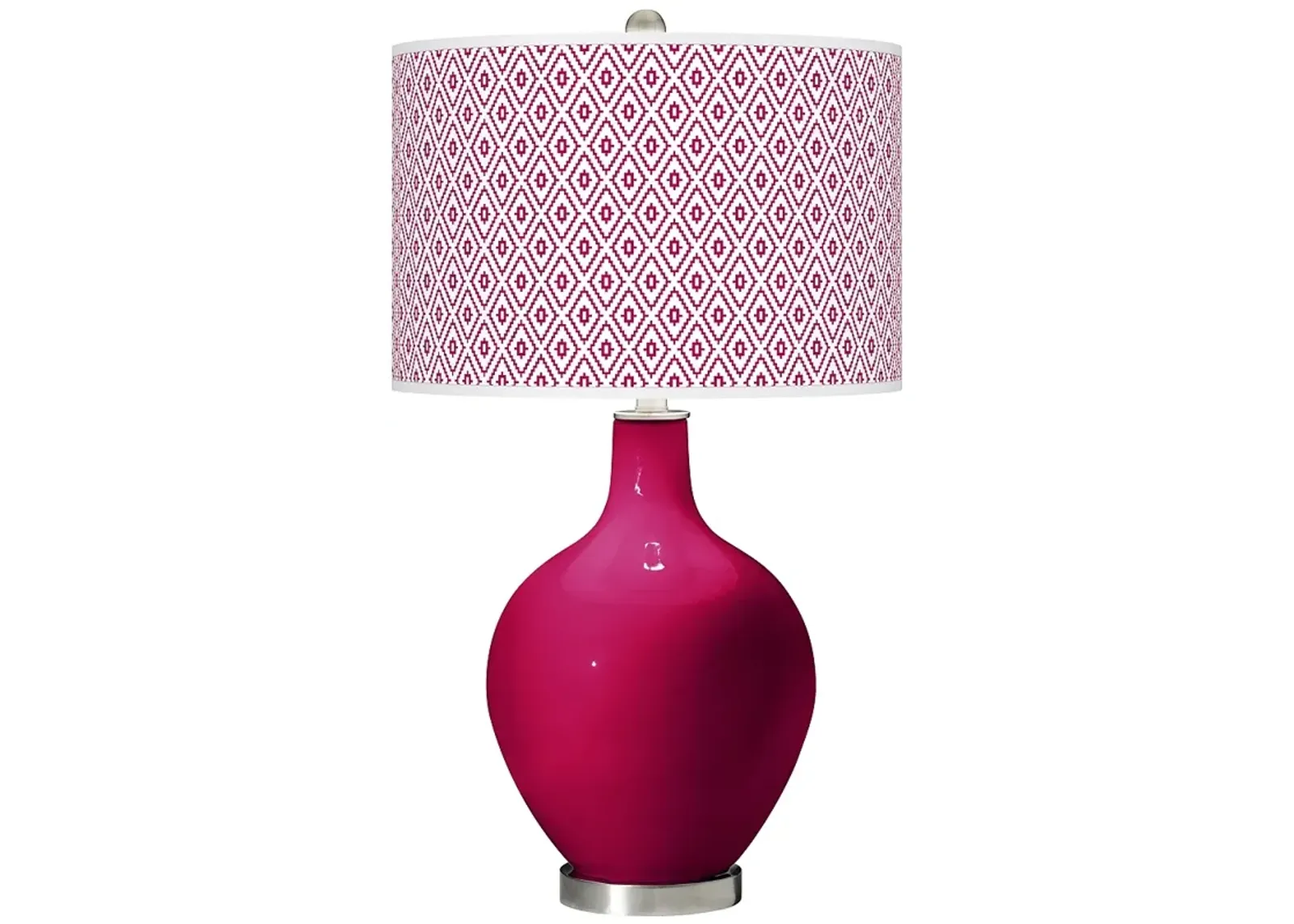 Color Plus Ovo 28 1/2" Diamonds Shade French Burgundy Red Table Lamp