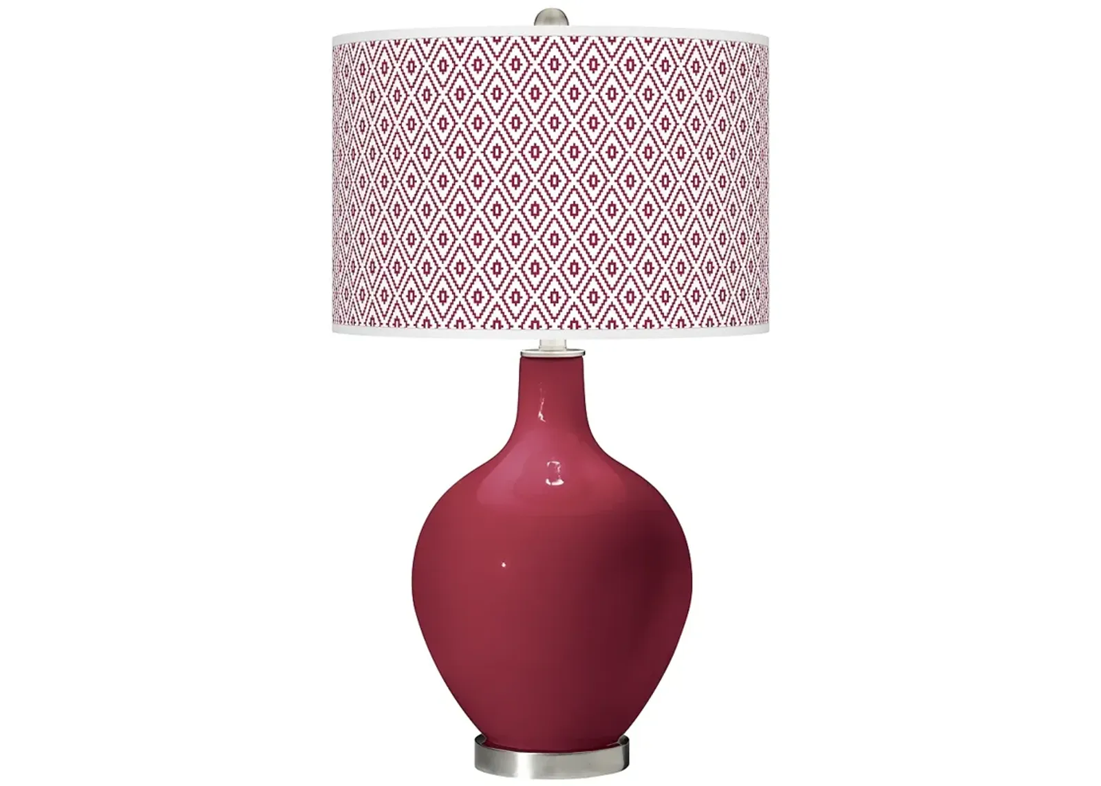 Color Plus Ovo 28 1/2" High Diamonds Shade Antique Red Table Lamp