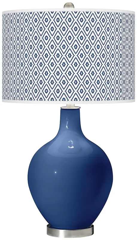 Color Plus Ovo 28 1/2" High Diamonds Shade Monaco Blue Table Lamp