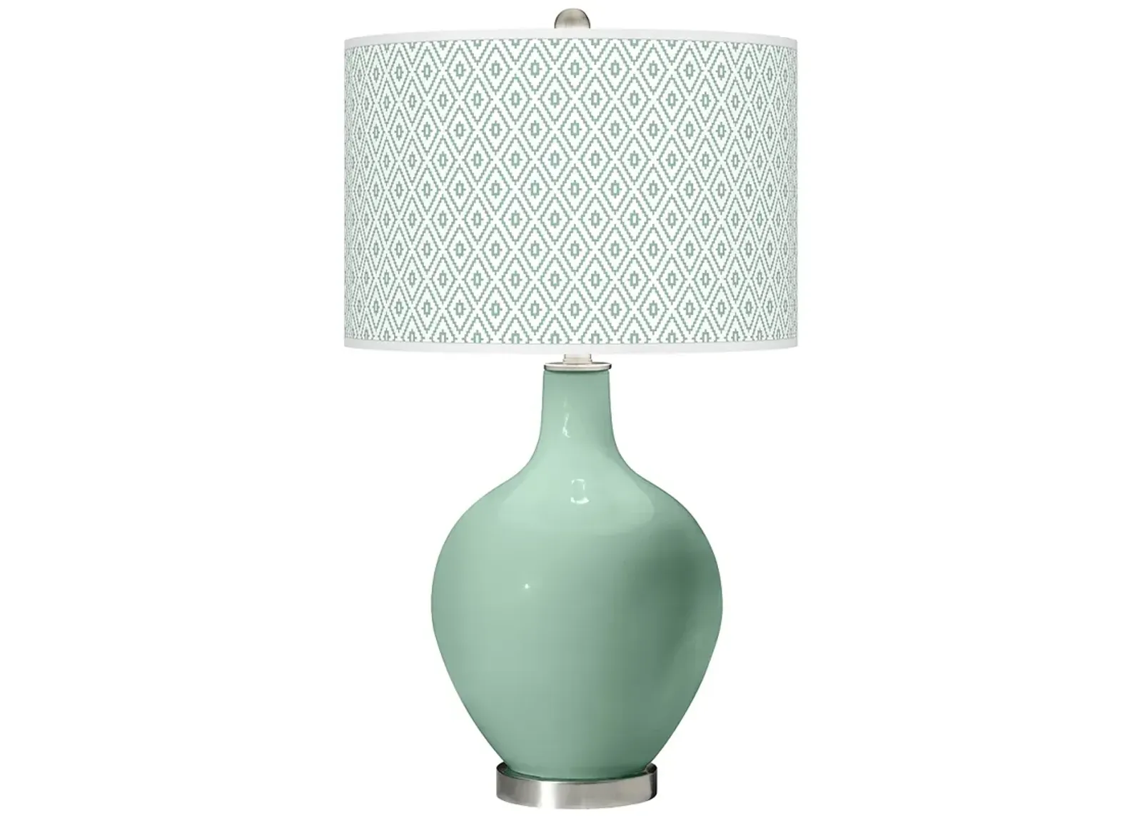 Color Plus Ovo 28 1/2" Diamonds Shade Grayed Jade Green Table Lamp