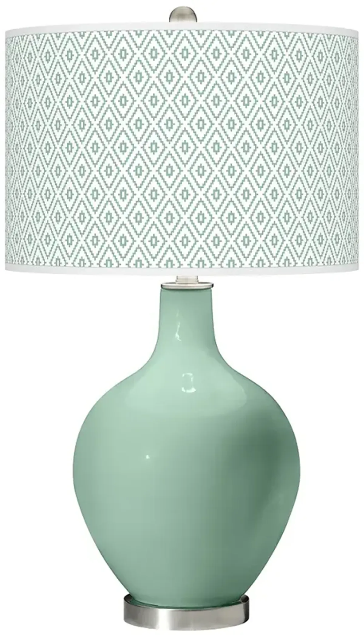 Color Plus Ovo 28 1/2" Diamonds Shade Grayed Jade Green Table Lamp