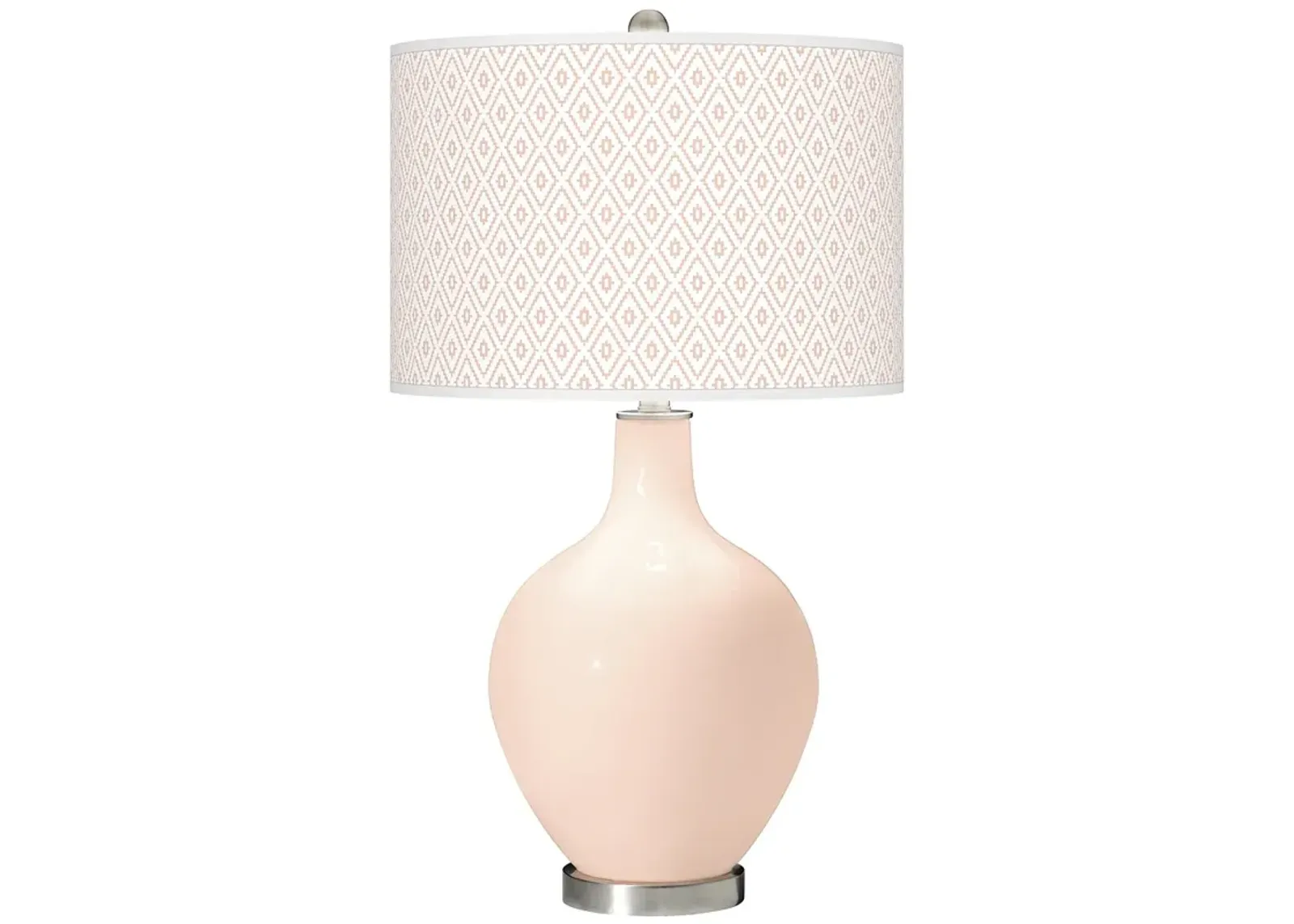 Color Plus Ovo 28 1/2" High Diamonds Shade Linen Pink Table Lamp