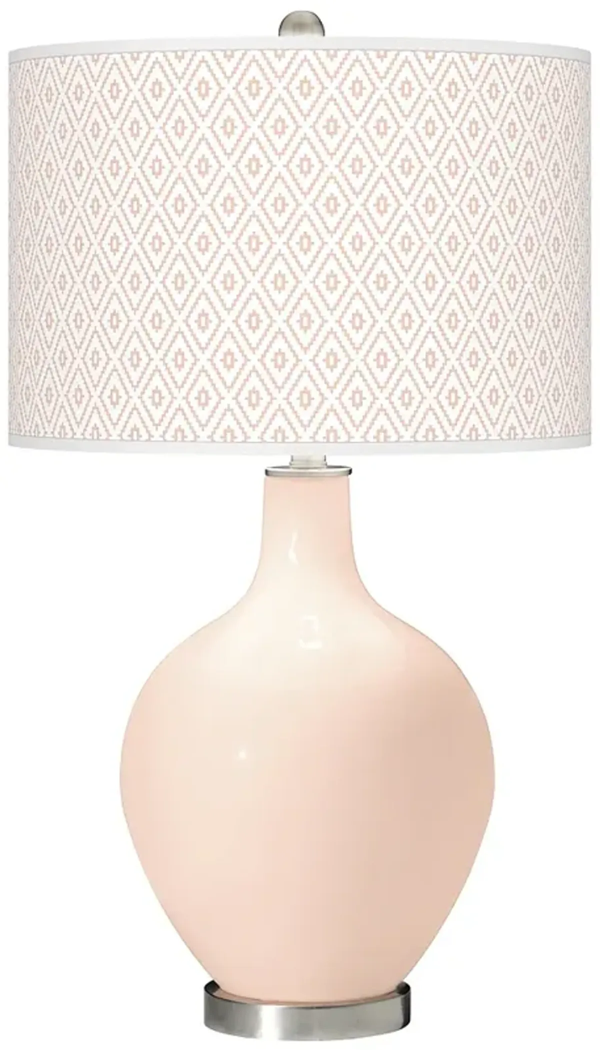 Color Plus Ovo 28 1/2" High Diamonds Shade Linen Pink Table Lamp