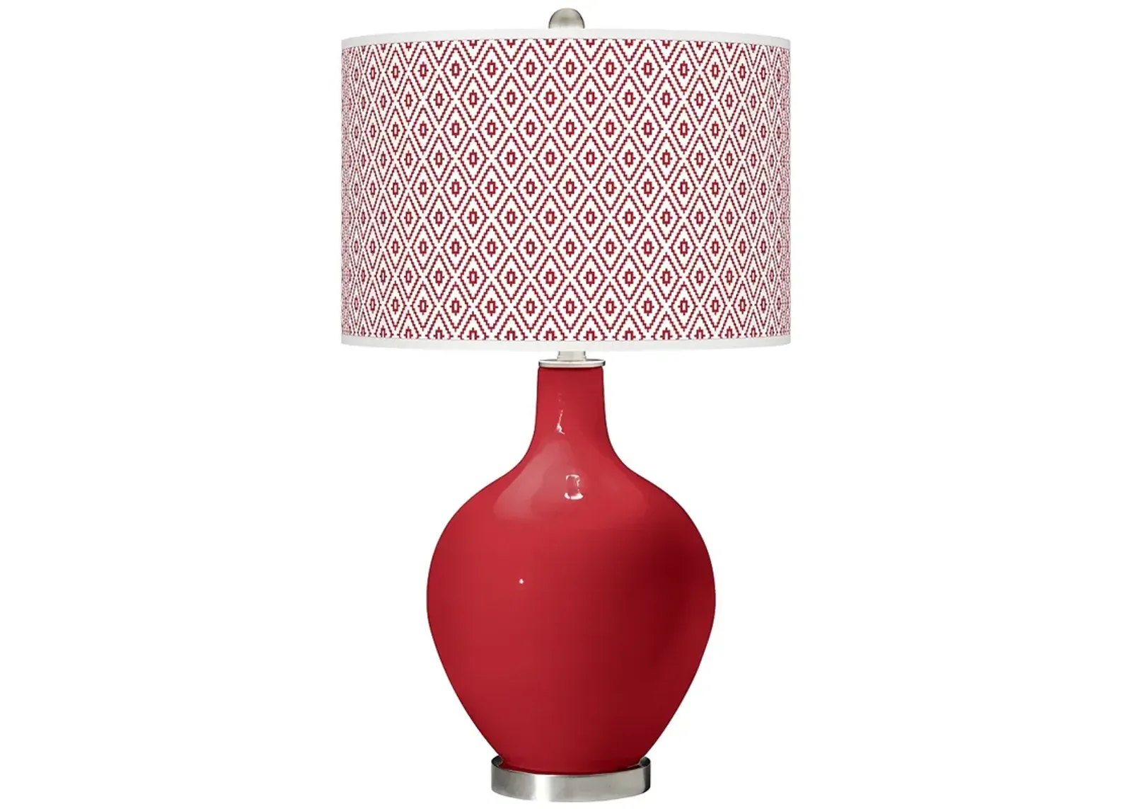 Color Plus Ovo 28 1/2" High Diamonds Shade Ribbon Red Table Lamp