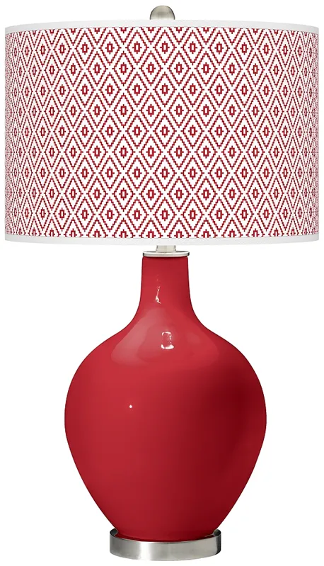 Ribbon Red Diamonds Ovo Table Lamp