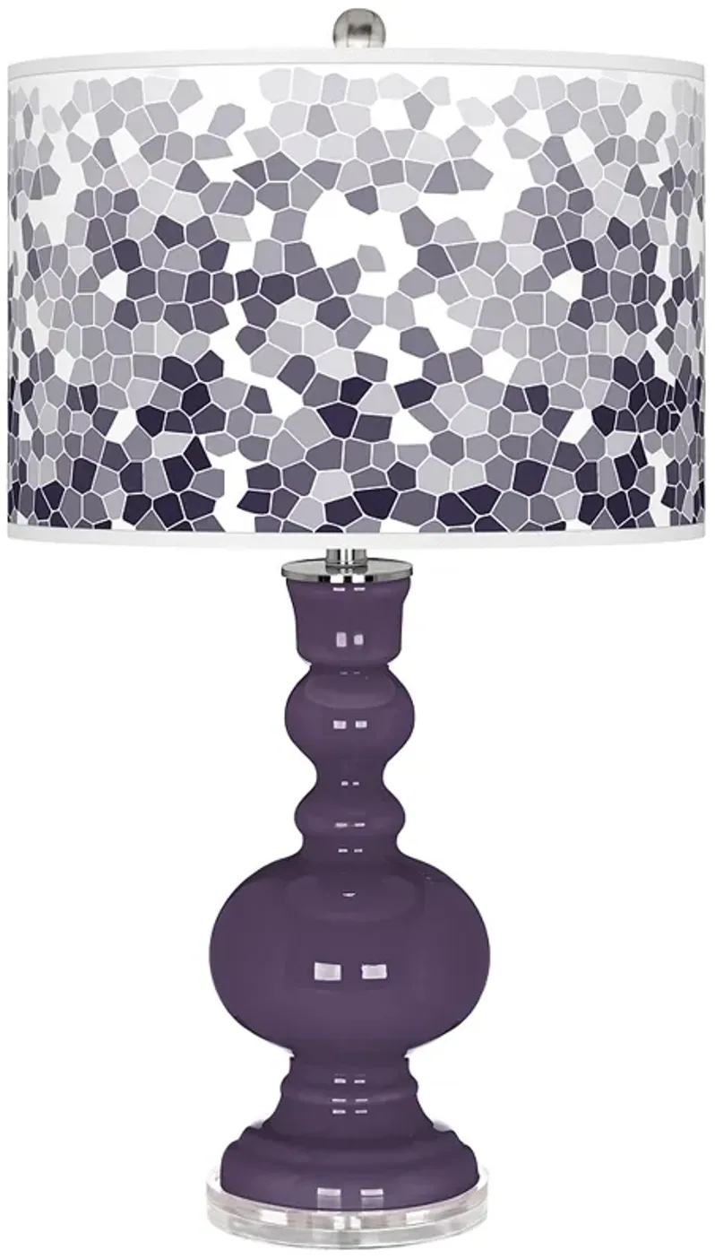 Quixotic Plum Mosaic Giclee Apothecary Table Lamp