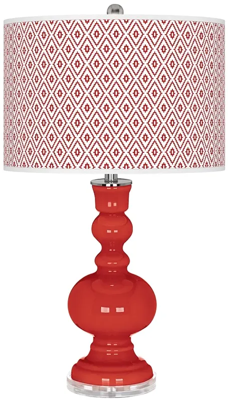 Color Plus Apothecary 30" Diamonds Shade Cherry Tomato Red Table Lamp