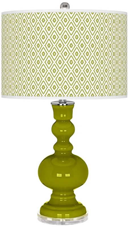 Olive Green Diamonds Apothecary Table Lamp