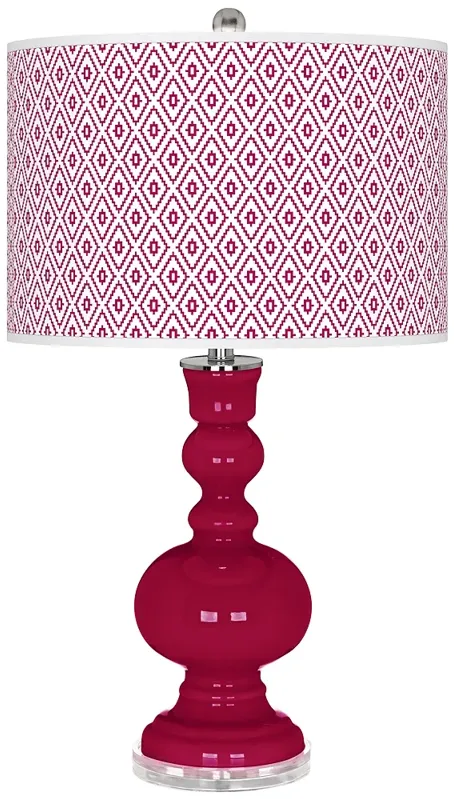 French Burgundy Diamonds Apothecary Table Lamp