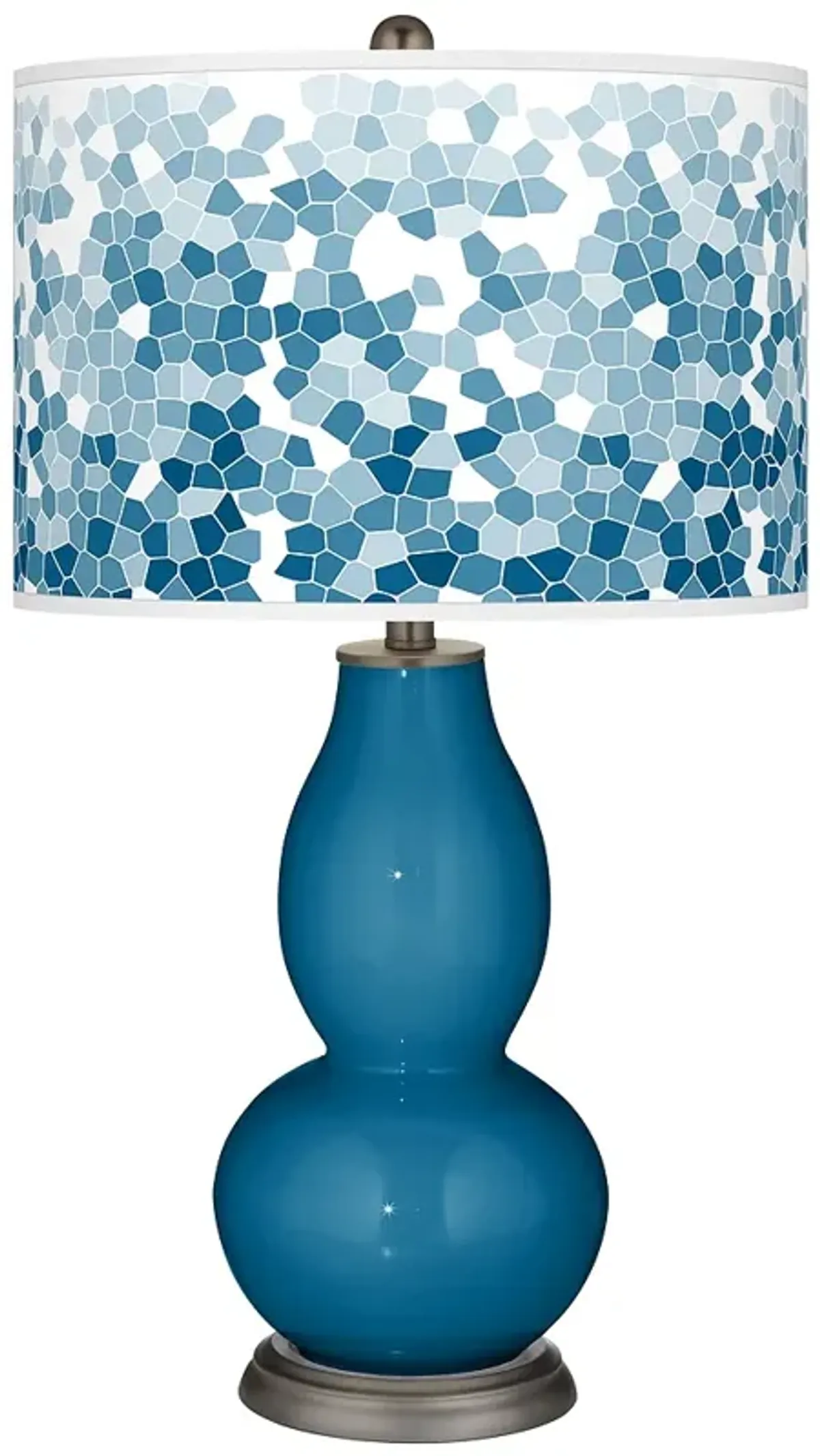 Color Plus Double Gourd 29 1/2" Mosaic Shade Mykonos Blue Table Lamp