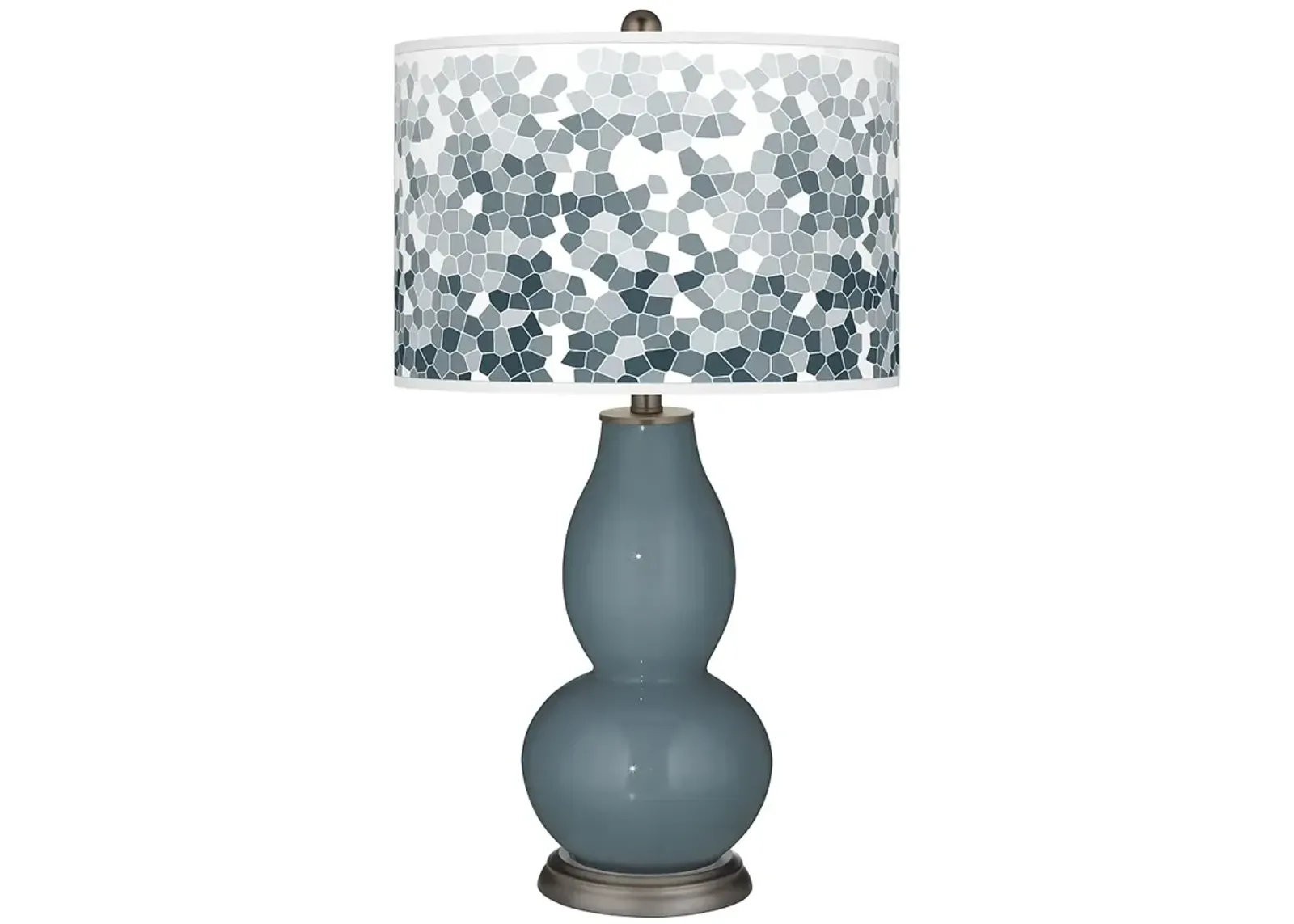 Smoky Blue Mosaic Giclee Double Gourd Table Lamp