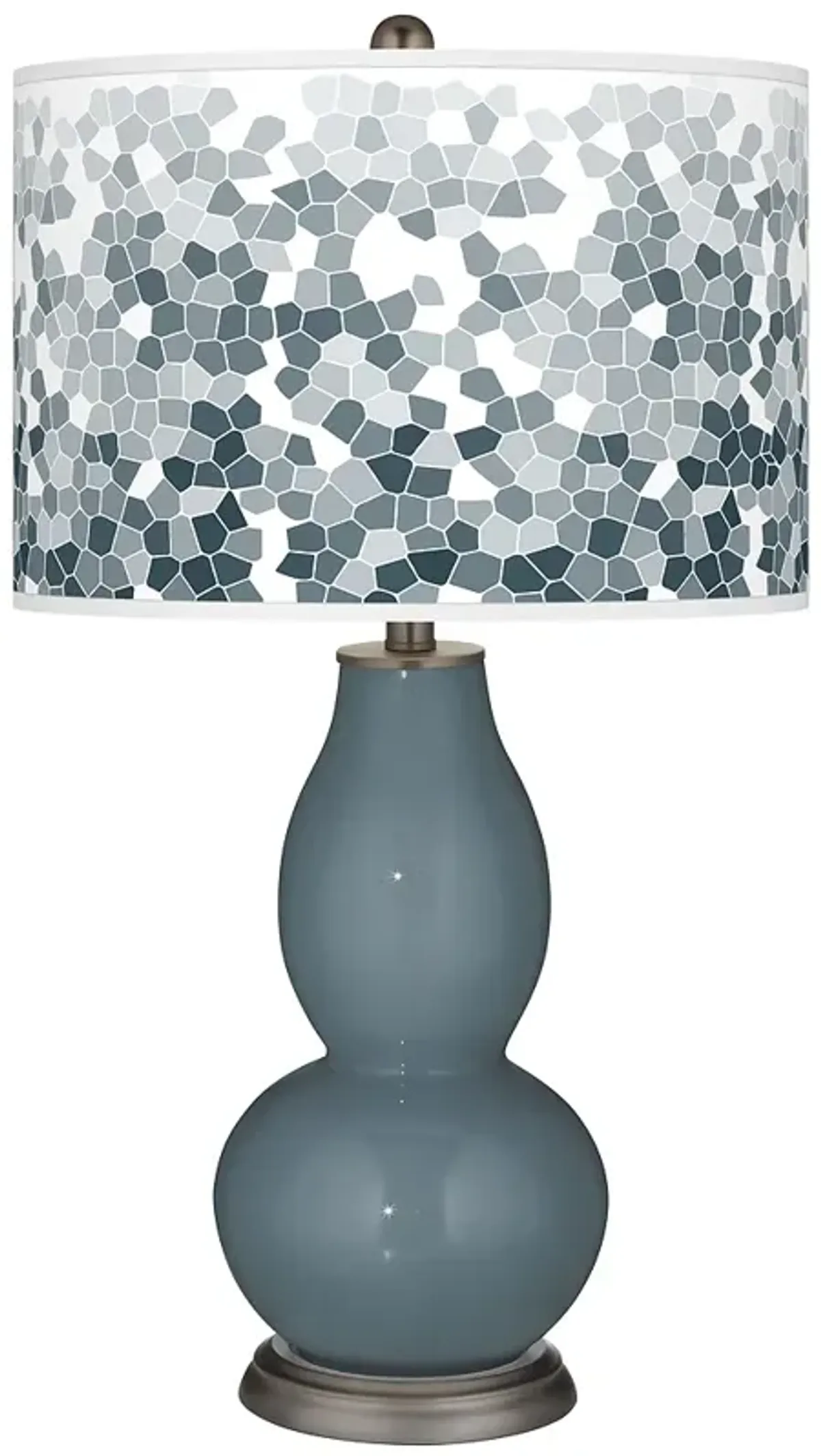 Smoky Blue Mosaic Giclee Double Gourd Table Lamp