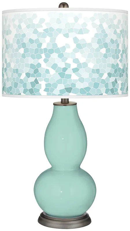 Color Plus Double Gourd 29 1/2" Mosaic Shade Cay Blue Table Lamp