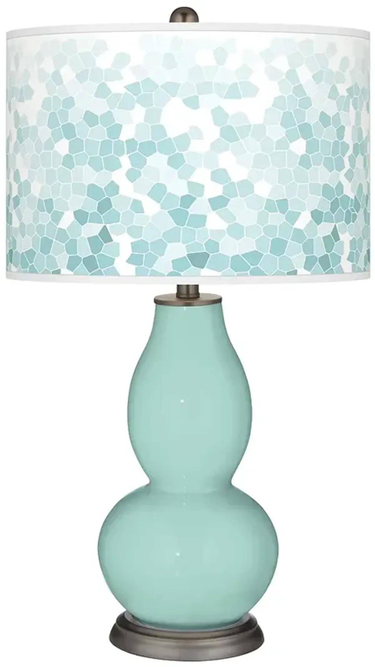 Color Plus Double Gourd 29 1/2" Mosaic Shade Cay Blue Table Lamp