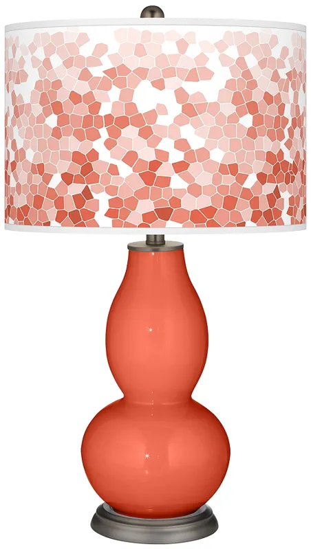 Daring Orange Mosaic Giclee Double Gourd Table Lamp