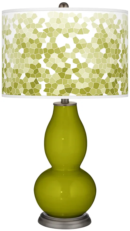 Olive Green Mosaic Giclee Double Gourd Table Lamp