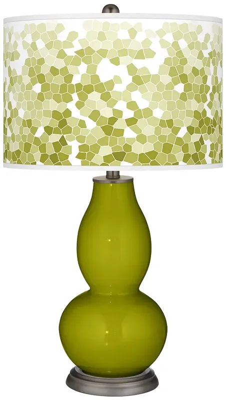 Olive Green Mosaic Giclee Double Gourd Table Lamp