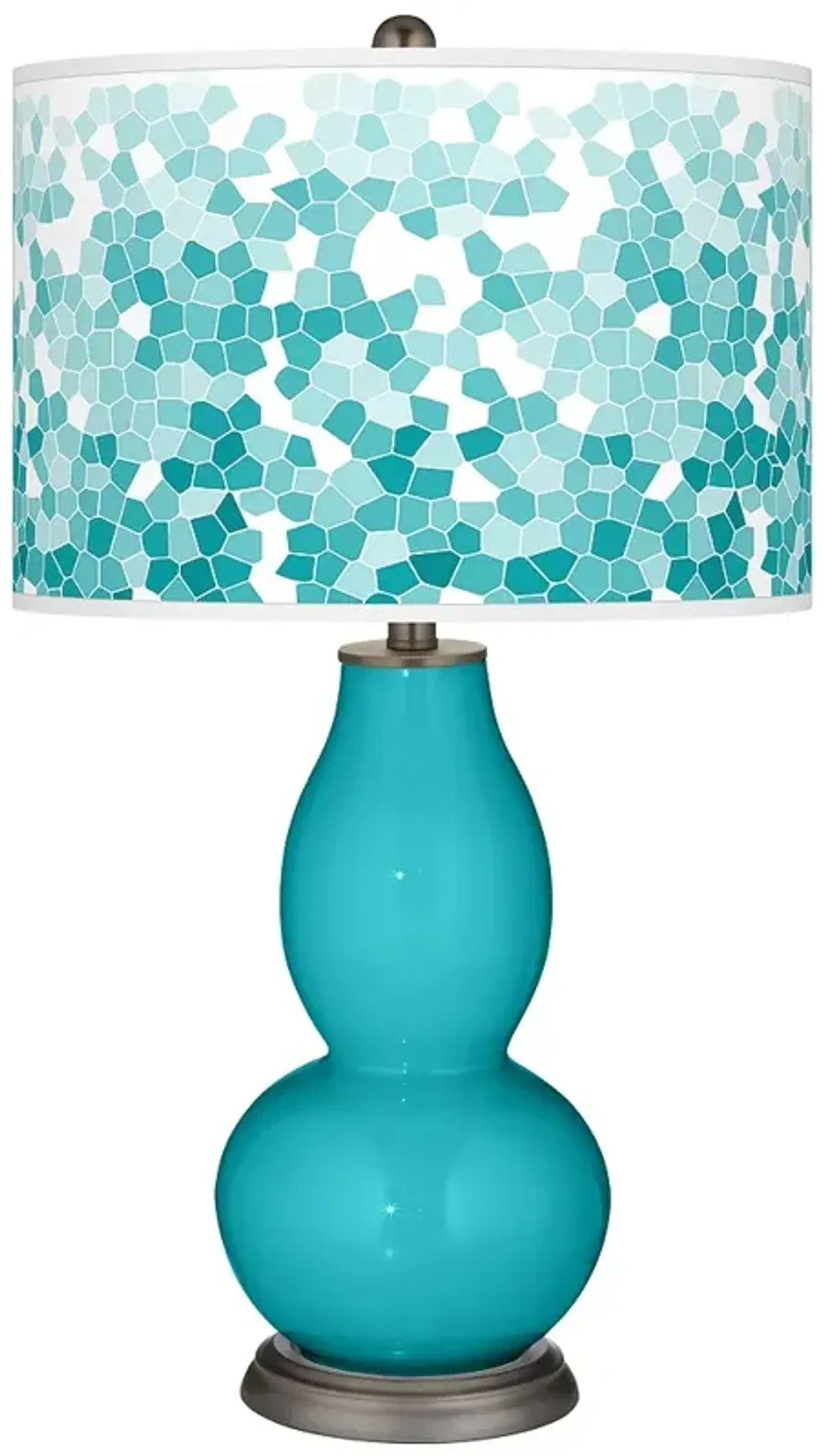 Color Plus Double Gourd 29 1/2" Moasic Shade Surfer Blue Table Lamp