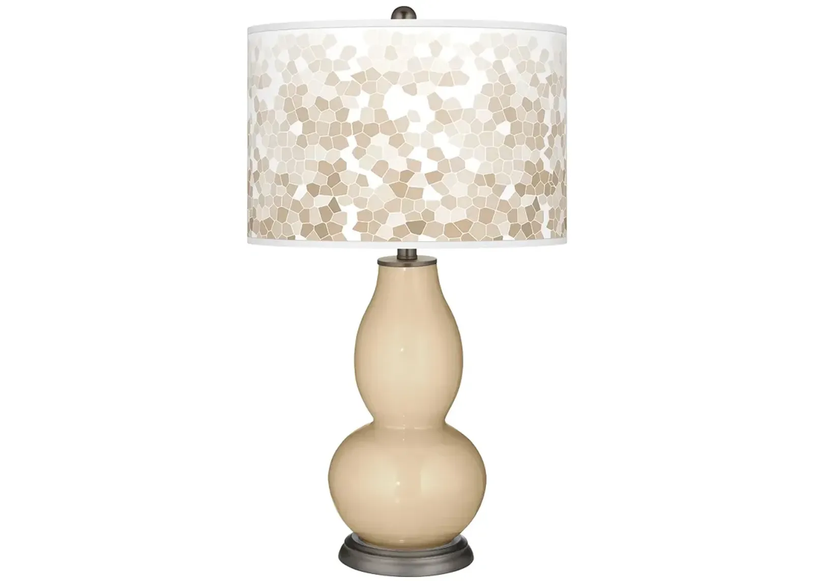 Colonial Tan Mosaic Giclee Double Gourd Table Lamp