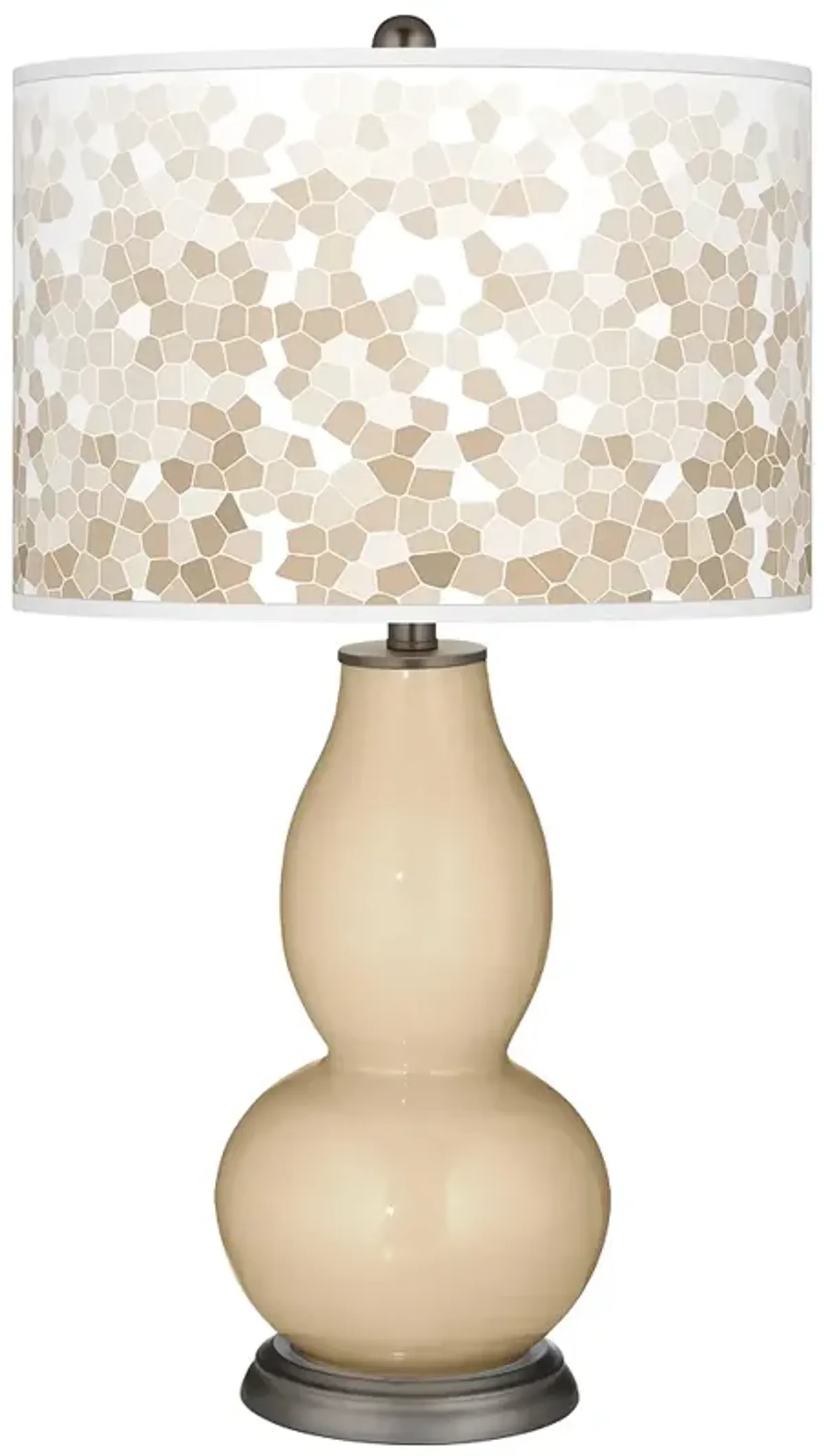 Colonial Tan Mosaic Giclee Double Gourd Table Lamp