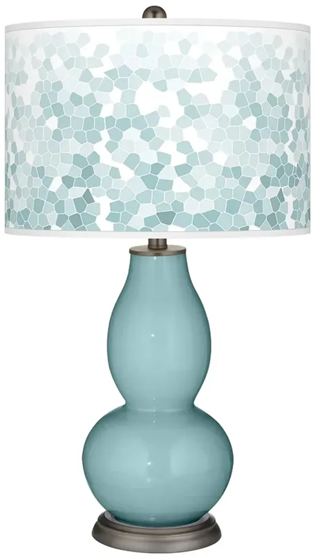 Color Plus Double Gourd 29 1/2" Mosaic Shade Raindrop Blue Table Lamp