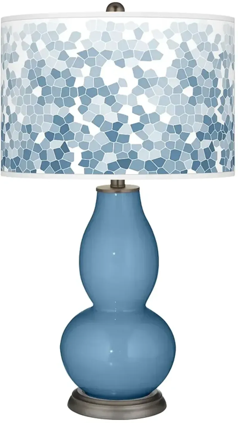 Secure Blue Mosaic Giclee Double Gourd Table Lamp