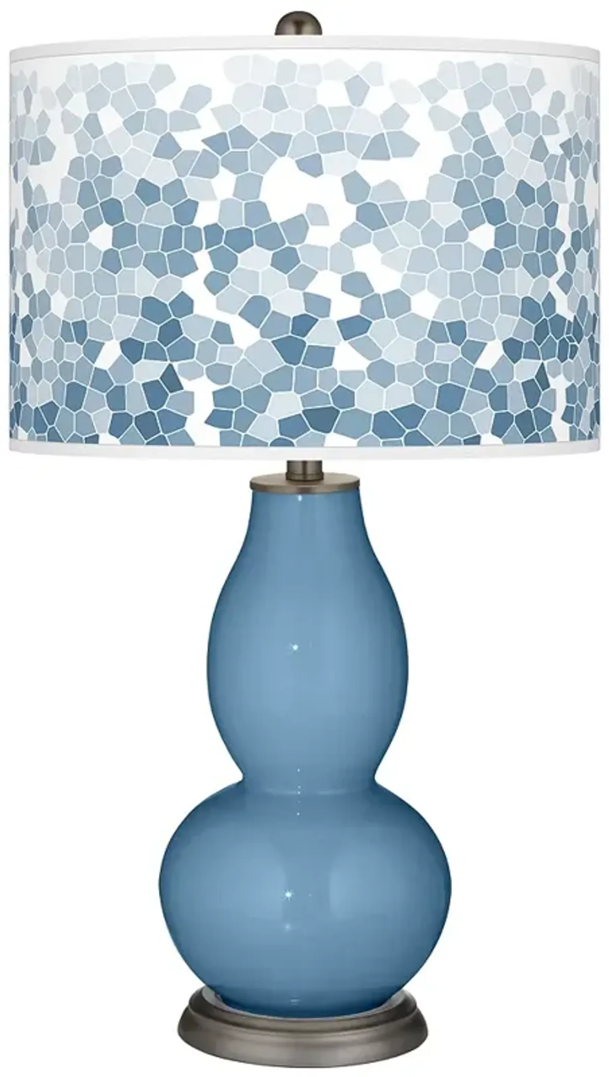 Secure Blue Mosaic Giclee Double Gourd Table Lamp