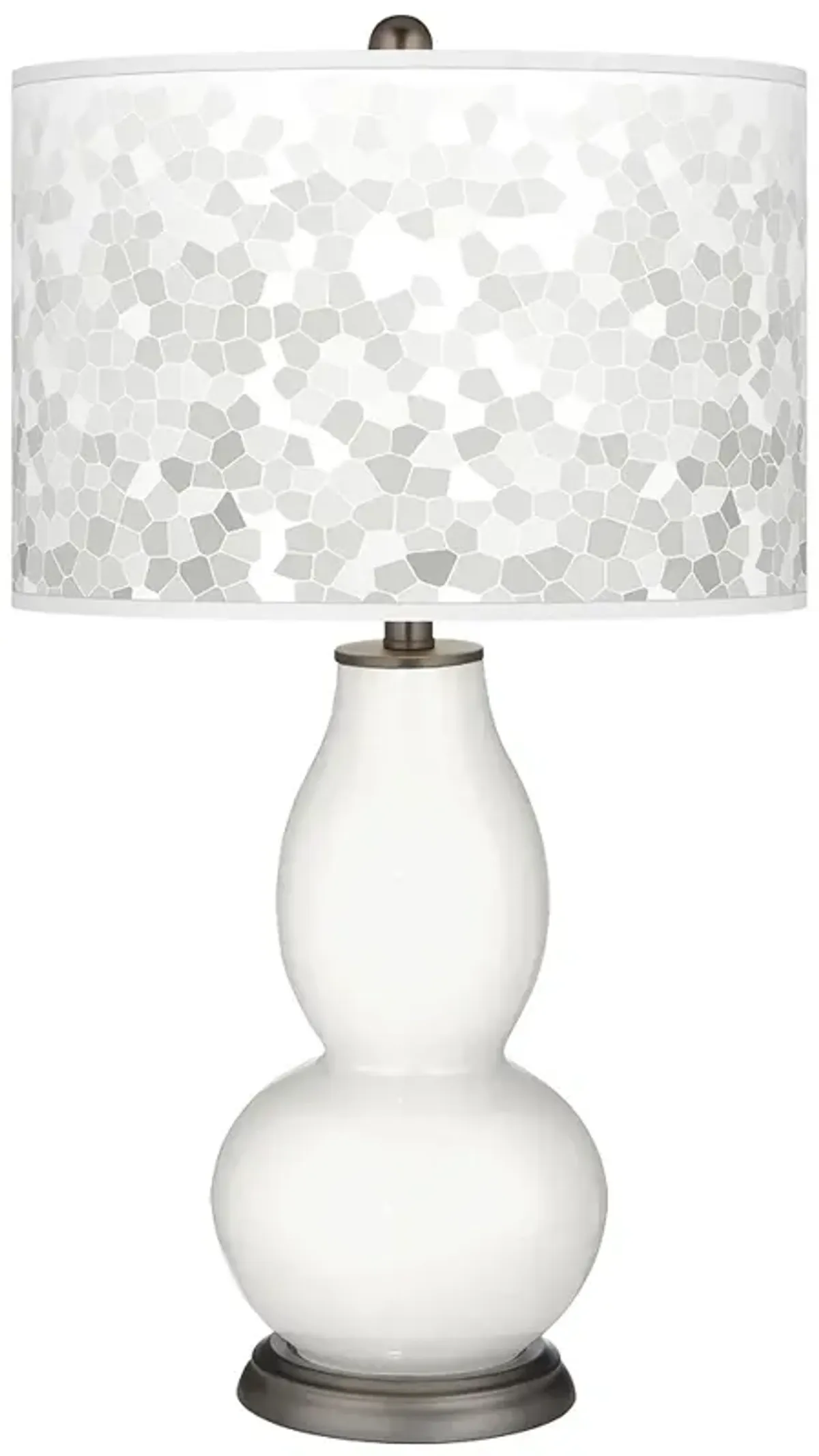 Winter White Mosaic Giclee Double Gourd Table Lamp