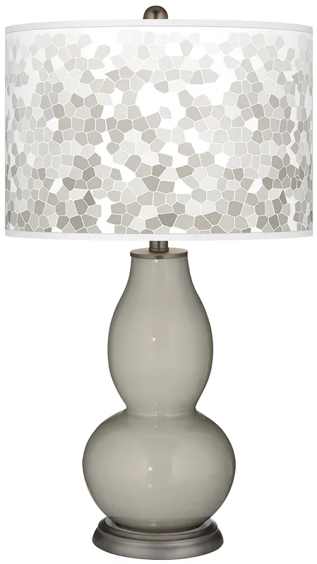 Requisite Gray Mosaic Giclee Double Gourd Table Lamp