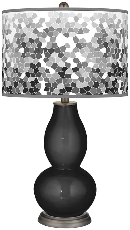 Tricorn Black Mosaic Giclee Double Gourd Table Lamp