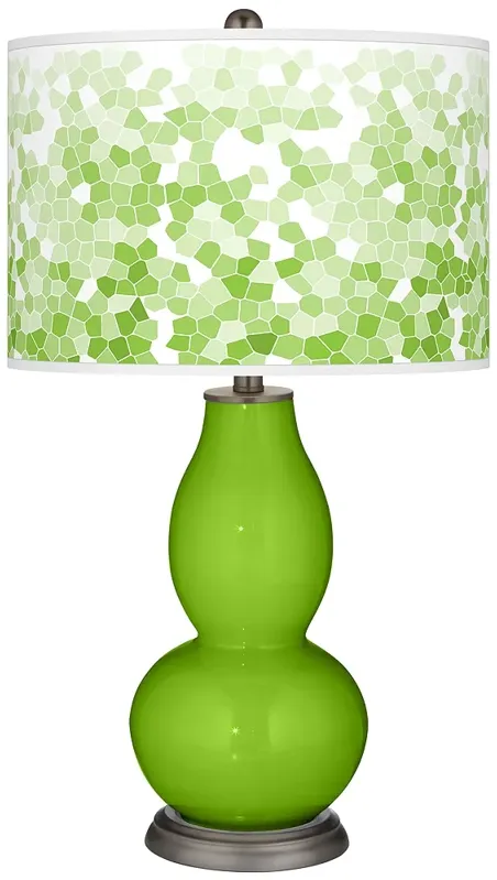 Neon Green Mosaic Giclee Double Gourd Table Lamp