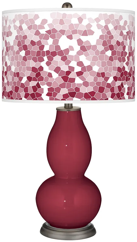 Antique Red Mosaic Giclee Double Gourd Table Lamp