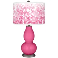 Blossom Pink Mosaic Giclee Double Gourd Table Lamp