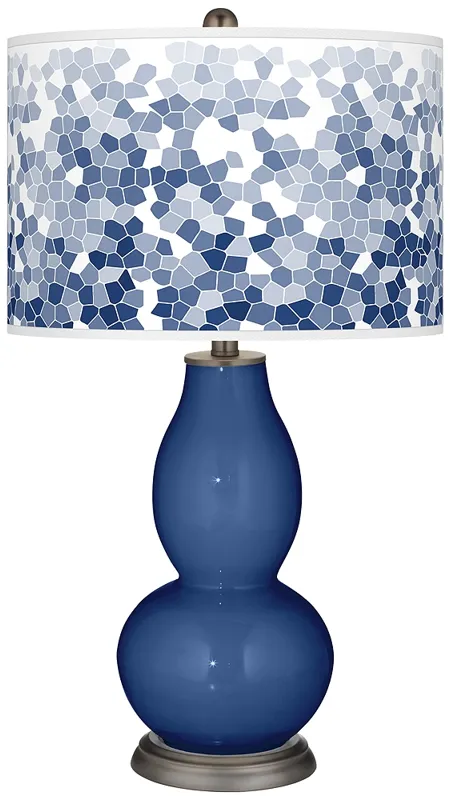 Monaco Blue Mosaic Giclee Double Gourd Table Lamp