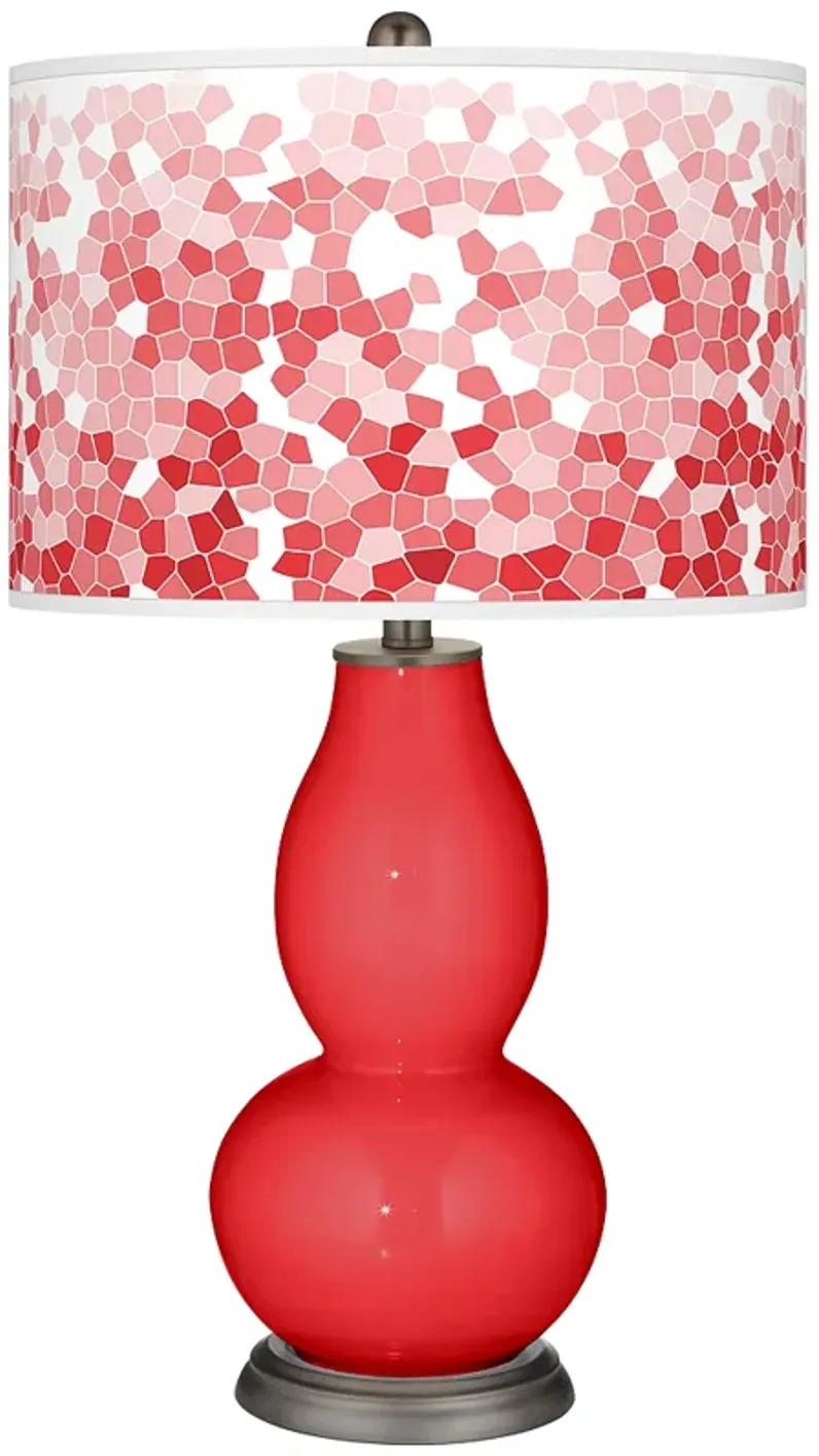 Poppy Red Mosaic Giclee Double Gourd Table Lamp
