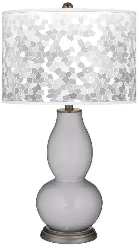 Swanky Gray Mosaic Giclee Double Gourd Table Lamp