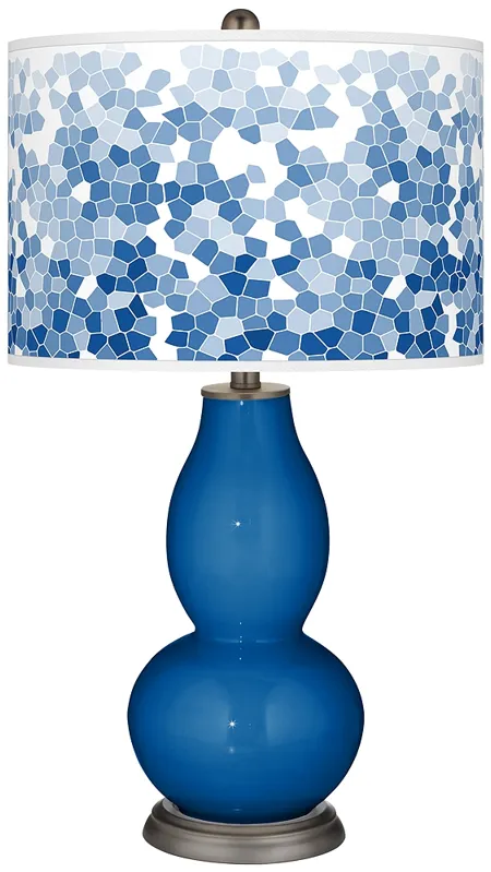 Hyper Blue Mosaic Giclee Double Gourd Table Lamp