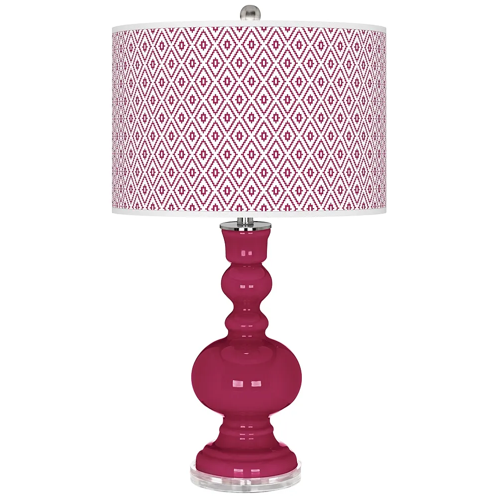 Color Plus Apothecary 30" Diamonds Shade Vivacious Pink Table Lamp