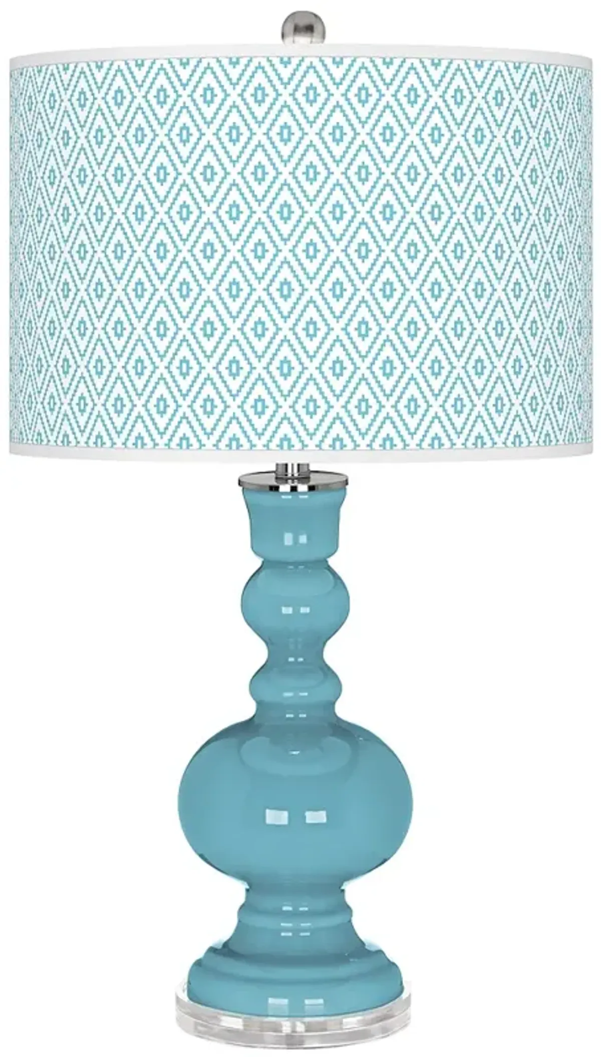 Color Plus Apothecary 30" Diamonds Shade Nautilus Blue Table Lamp