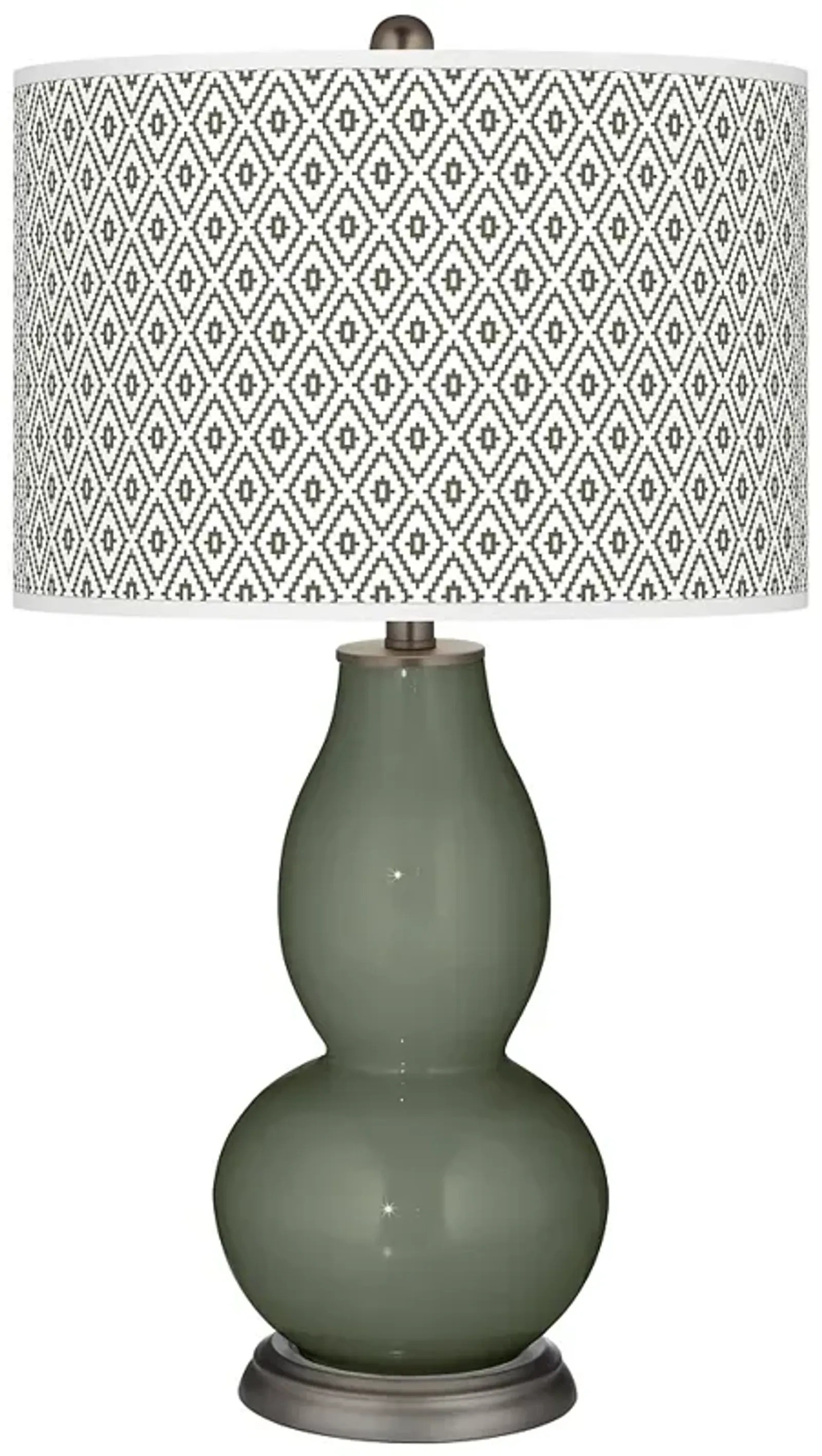 Deep Lichen Green Diamonds Double Gourd Table Lamp