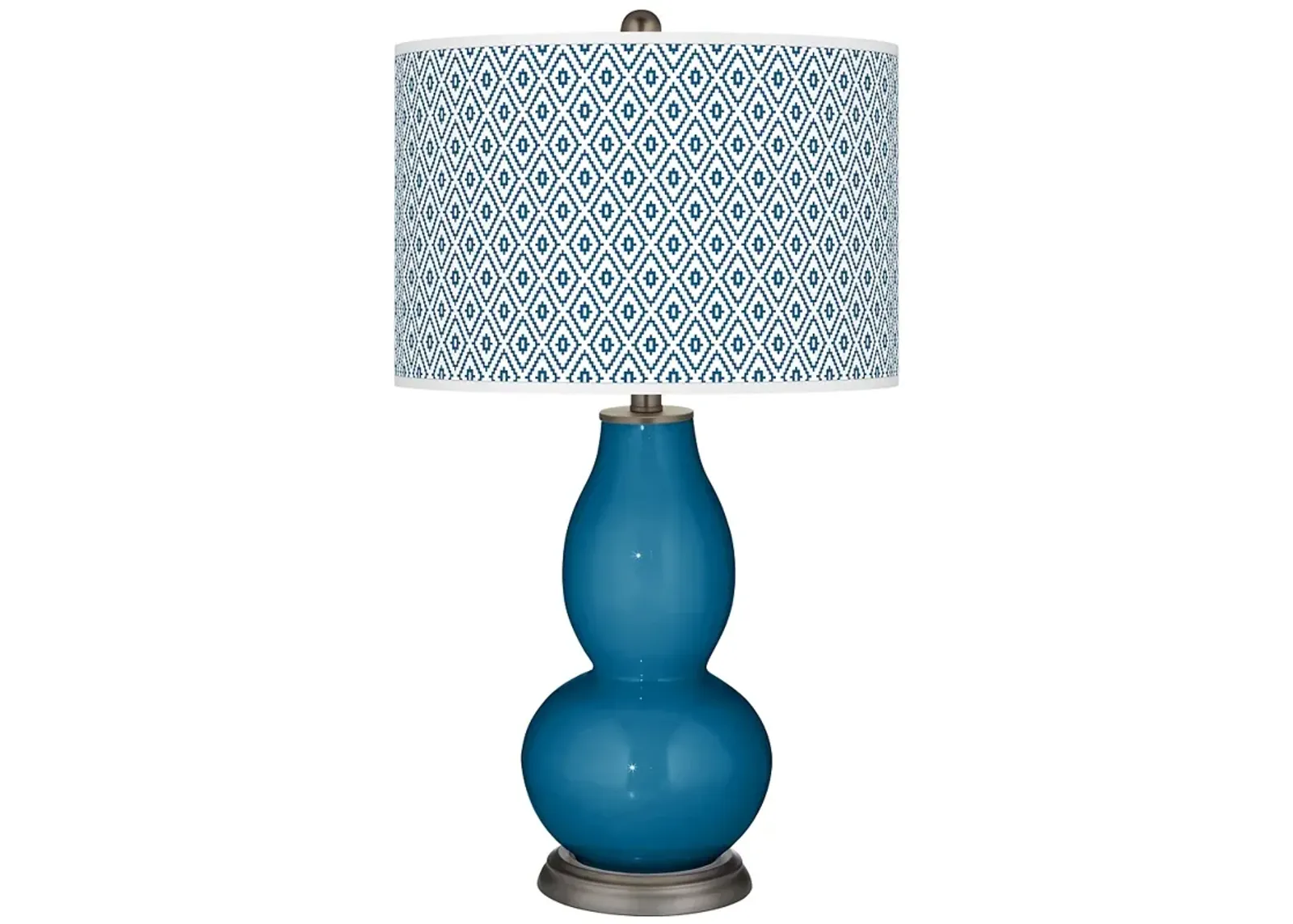 Color Plus Double Gourd 29 1/2" Diamonds Shade Mykonos Blue Table Lamp