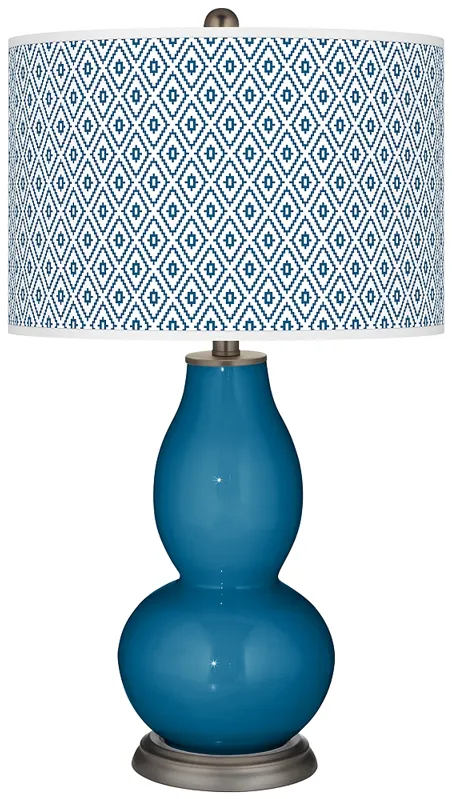 Mykonos Blue Diamonds Double Gourd Table Lamp