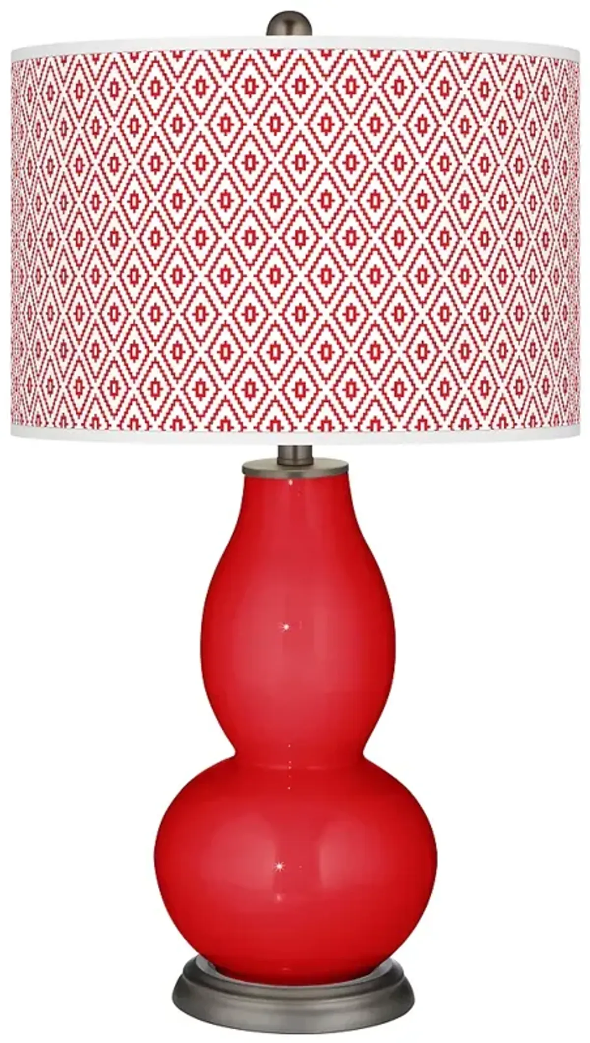 Bright Red Diamonds Double Gourd Table Lamp