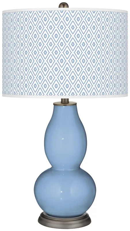 Color Plus Double Gourd 29 1/2" Diamonds Placid Blue Table Lamp